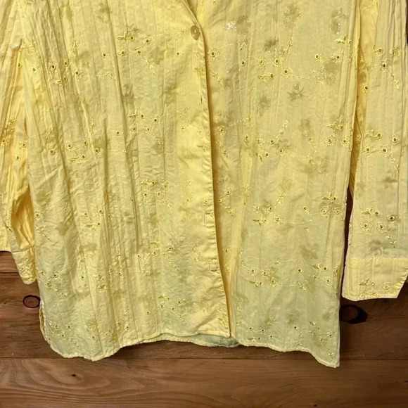 DRAPERS AND DAMONS Women’s YELLOW BLOUSE XL lightweight button‎ up long sleeve - Picture 3 of 5